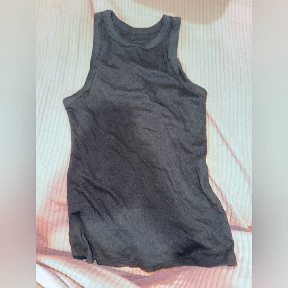 a new day Black Ribbed Tank